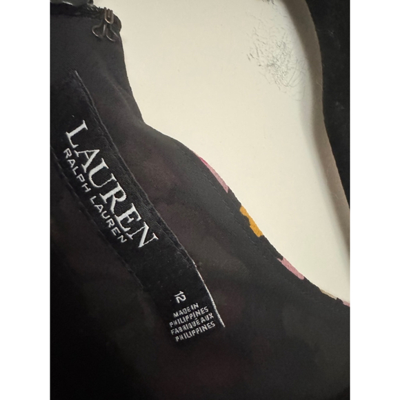 Lauren Ralph Lauren Black Label Floral Midi Dress Size 12 Black Multi-color - Picture 2 of 6